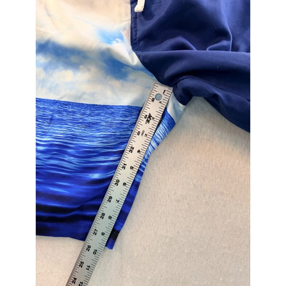 Corona Extra Mens Blue Graphic Beach Tropical Board Shorts Swim Trunks Size 36